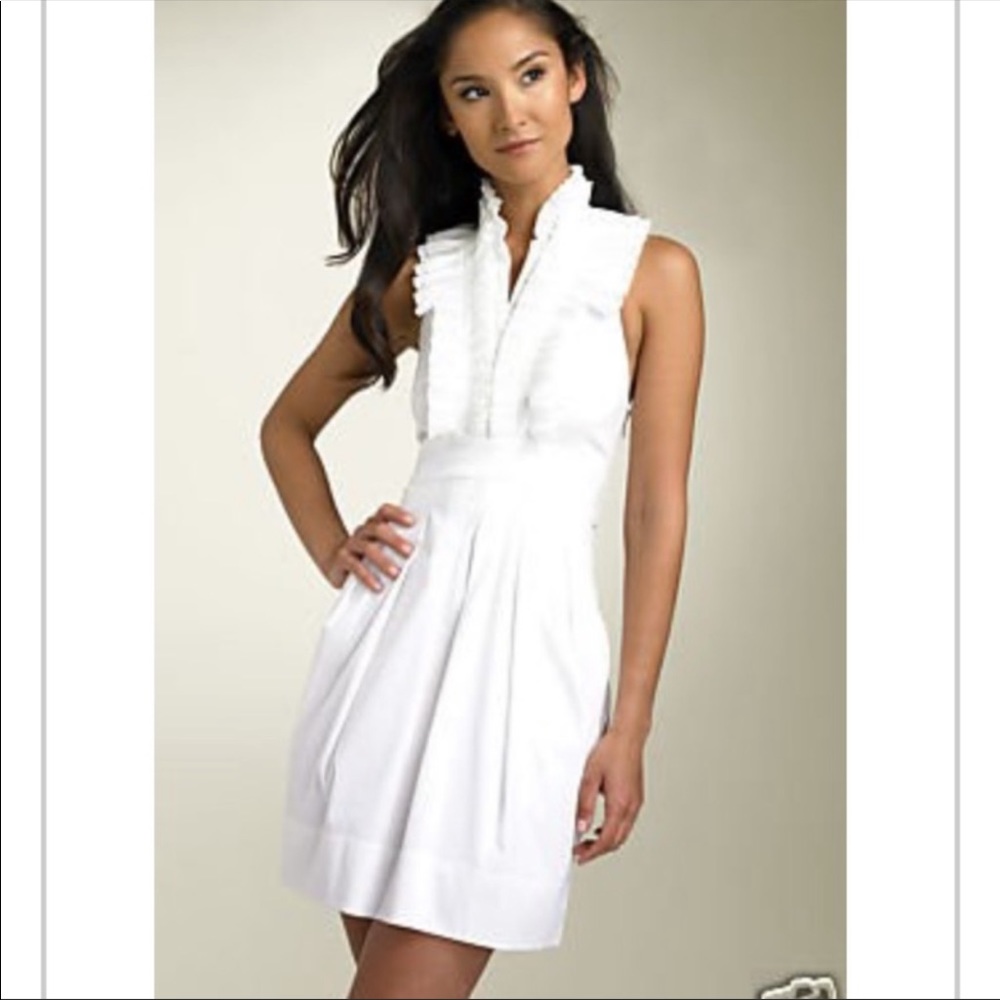 BCBG White Ruffle Halter Dress size 0